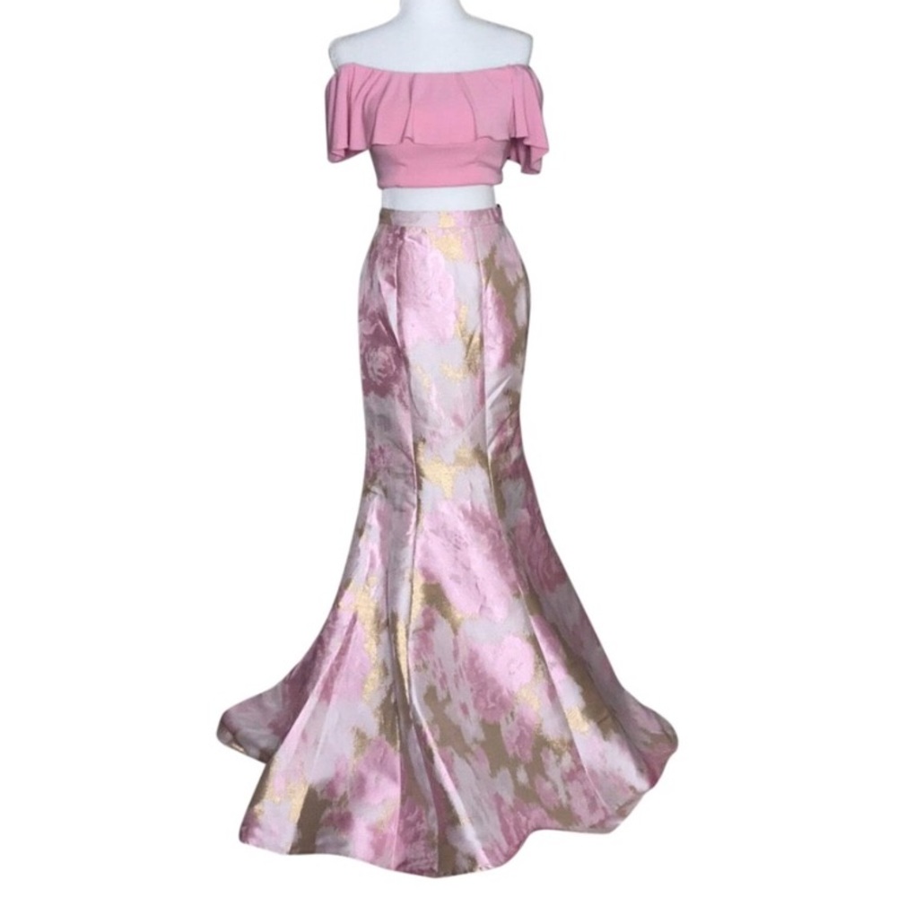 Jovani #59666 Pink Two Piece Mermaid Prom Gown - Picture 1 of 8